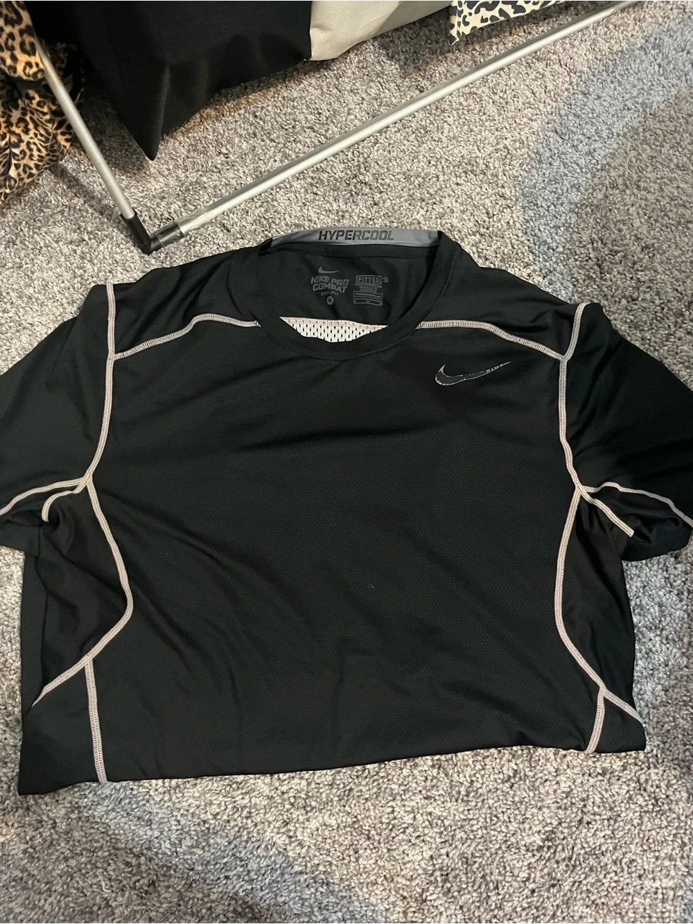 Nike Pro Combat Hypercool Black Athletic Tee with Contrast Trim